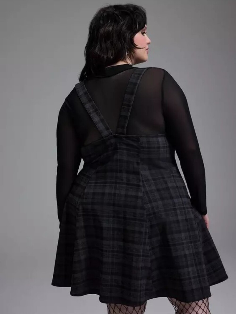 Torrid Nightfall Black Plaid Goth Punk Lace Up Pinafore Dress Women Plus 2X Nwt - Picture 3 of 6